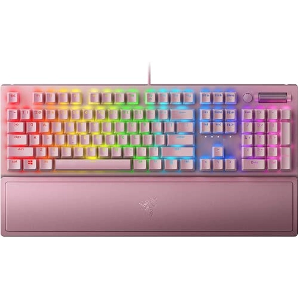 Razer BlackWidow V3 Mechanical Gaming Keyboard: Green Mechanical Switches - Tactile & Clicky - Chroma RGB Lighting - Compact Form Factor - Programmable Macro Functionality - Quartz - Keyboard - Quartz Pink - Clicky Switches