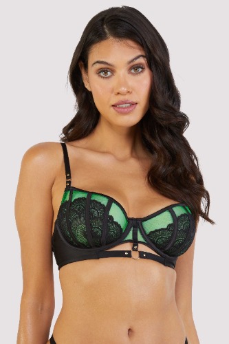 Emelda Lace and Gold Ring Balcony Bra | 20F