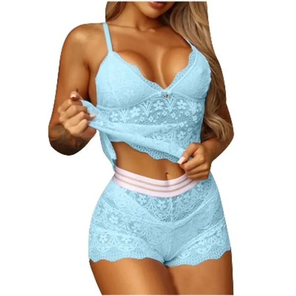 UK Stock Sale Womens Bow Lace Solid Color Sexy Sling Pajama Set Sexy Lingerie Set Babydoll Sleepwear Nightwear Set Ladies Comfort Cotton Everyday Bra Gift for her Girls