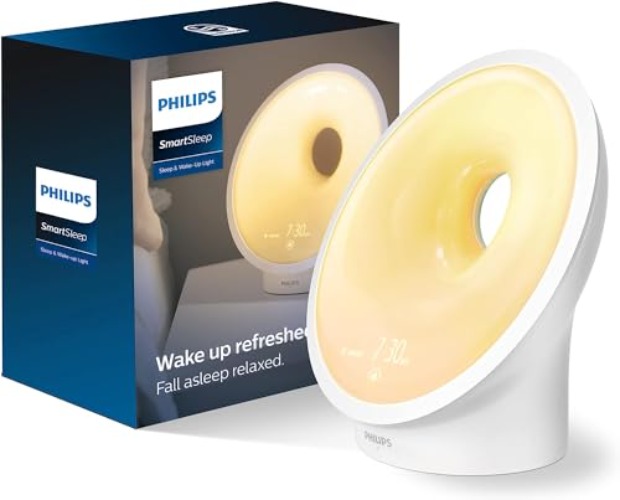 Philips Wake-up Light HF3651/01 Despertador de luz natural, múltiples luces y sonidos, luz de medianoche y radio FM, con cargador móvil, Plástico, Blanco, 12 x 19 x 19 cm, 1 kilogramo - HF3651/01