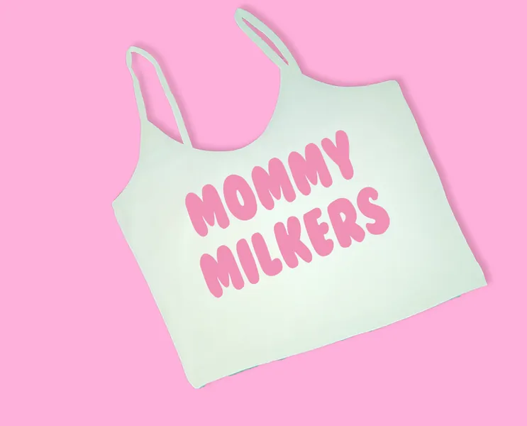 Mommy Milkers Cami Spaghetti Strap Crop Top | Y2K Crop Top | Cute Gift | Gift For Girlfriend | Funny Crop Top | Cami Crop Top | Gift For Her