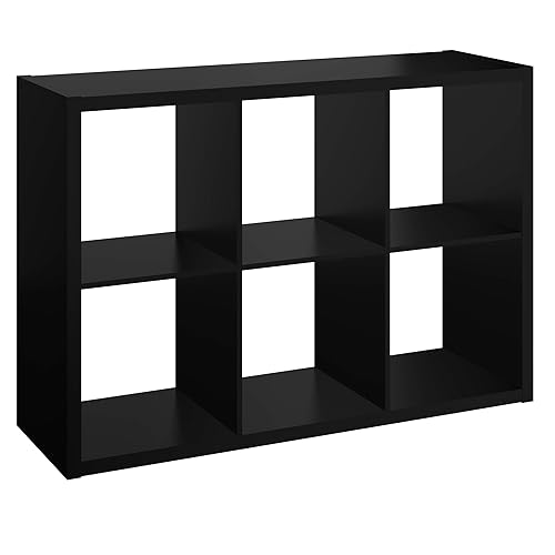 ClosetMaid 6 Cube Storage Shelf Organizer Bookshelf with Open Back, Vertical or Horizontal, Easy Assembly, Wood, Black Finish - 6-Cube - Black