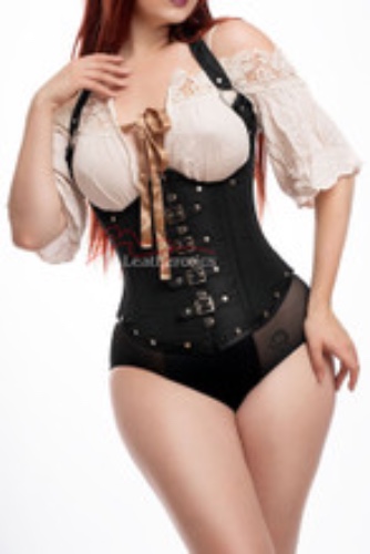 Black Satin UnderBust Corset Gothic Style 1803B