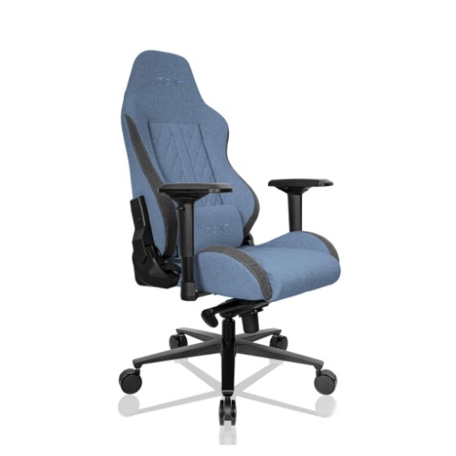 REKT ULTIM8 Chaise Gaming en Tissu Premium - Chaise de Bureau - Inclinable à 180 ° - Accoudoirs 4D - Coussin Ajustable pour La Nuque - Coussin Lombaire - Etoile en Aluminium ADC12 (Bleu)