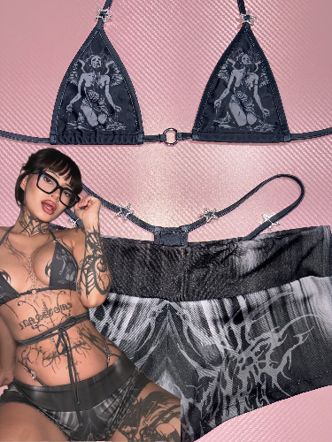 Decaying angel low rise short set rhinestone stars | Small