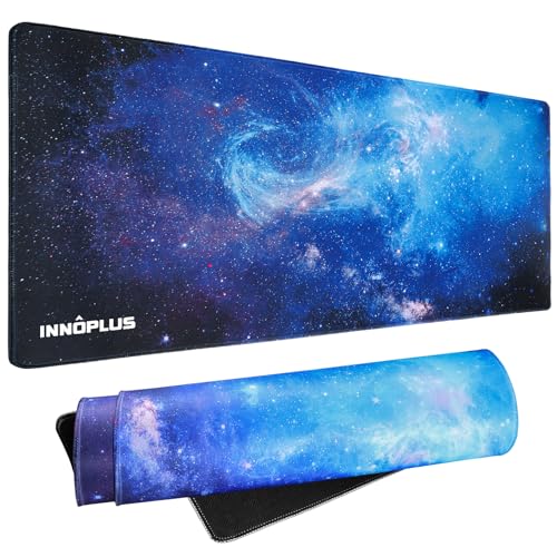 INNOPLUS Mouse Pad, Mouse Pad Large, 31.5×15.75×0.12inch Mouse Pads Gaming, XL Mouse Pad, Non-Slip Rubber Base and Stitched Edge Mousepad Gaming, Mouse Mat for Home Office Gaming Work - Blue - Blue