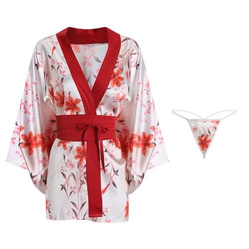 Red Floral Kimono Cosplay Robe