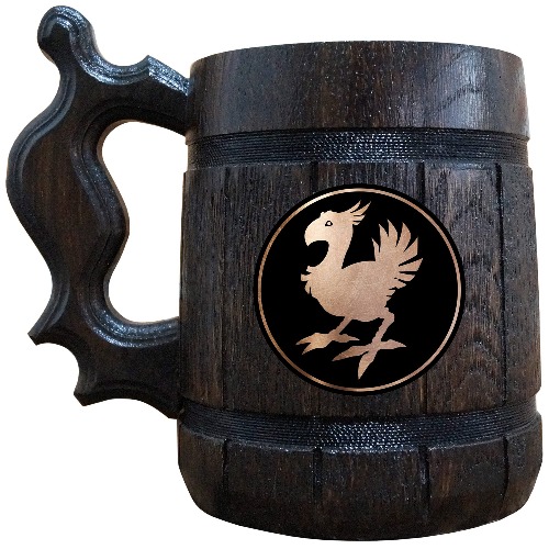 Chocobo Beer Mug, 17oz, FF Gamer Merch, 21st Birthday Gifts For Him, Fathers Day Beer Mug, Gamer Gifts, Wooden Beer Stein, Geek Gifts - 