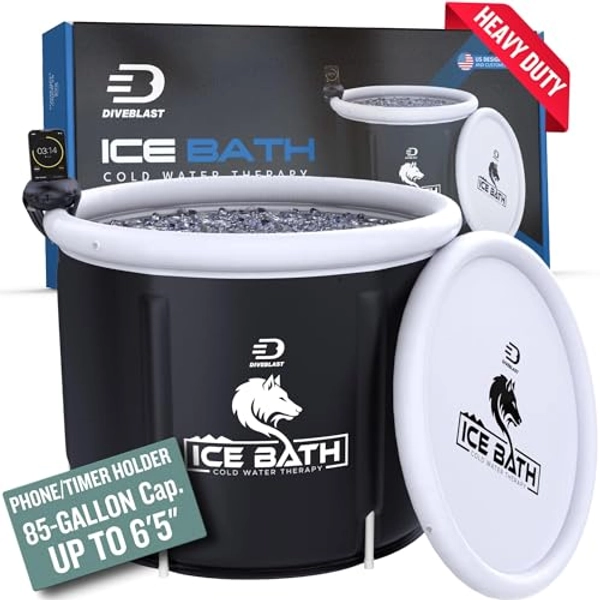 DIVEBLAST Portable Ice Bathtub - 85 Gallon 29.5 IN Cold Plunge Tub Outdoor for Optimal Recovery - Inflatable Ice Bath Tub for Adults - Ice Plunge Tub - Cold Tub Ice Pod
