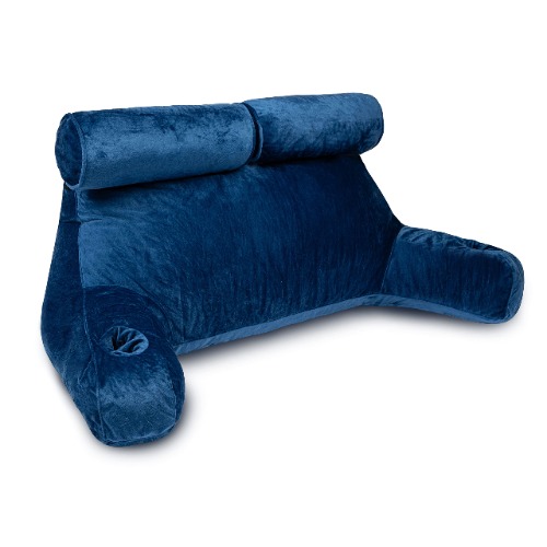 Milliard Double Reading Pillow with Shredded Memory Foam, Great as Backrest for Books or Gaming with Removable Cover-Two Person Sit Up Pillow (Navy Blue) - 