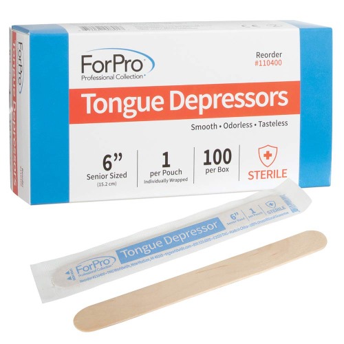 ForPro Professional Collection Senior Tongue Depressors, Large Wax Applicator Sticks, 6" Senior Sized, Sterile, Individually-Wrapped, 100-Count" - X-Large (Pack of 1)