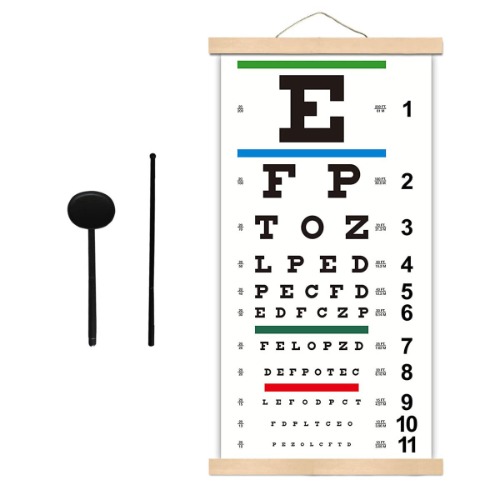 Snellen Eye Chart, Eye Charts for Eye Exams 20 Feet with Wooden Frame 11x22 Inches, Canvas Low Vision Eye Test Wall Chart with Eye Occluder Hand Pointer for Kids Gifts (20 Feet Test Distance) - 20 Feet Test Distance