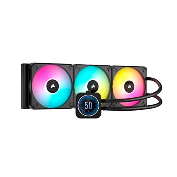 Corsair iCUE H170i Elite LCD XT Liquid CPU Cooler - IPS LCD Screen - Three AF140 RGB Elite Fans - 420mm Radiator - Fits Intel® LGA 1700, AMD® AM5, and More - Included iCUE Commander CORE - Black
