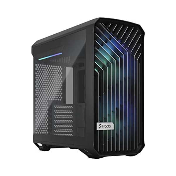Fractal Design Torrent Compact RGB Black - Light Tint Tempered Glass Side Panels - Open Grille for Maximum air Intake - Two 180mm RGB PWM Fans Included - Type C - ATX Airflow Mid Tower PC Gaming Case