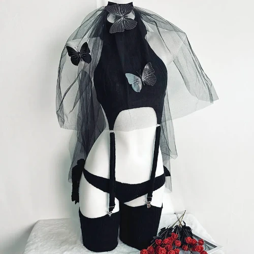 Sexy Lace-up Backless Sweater Lingerie Set