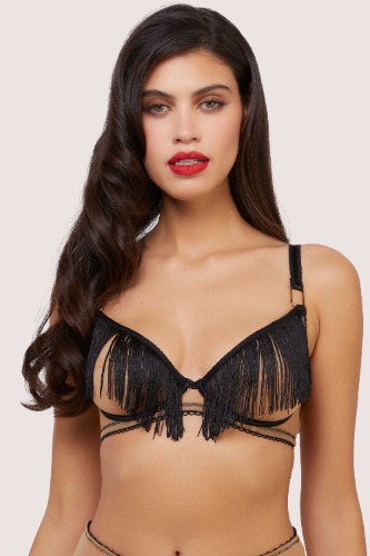 Esme Illusion Net and Fringe Push Up Plunge Bra | 36D