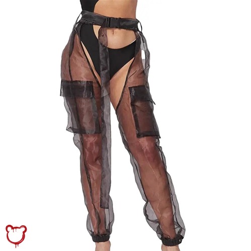 Buckle Mesh Pants - S / Black