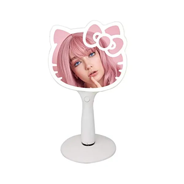 Impressions Vanity Hello Kitty LED Handheld Mirror, Makeup Vanity Mirror with Standing Base and Adjustable Brightness