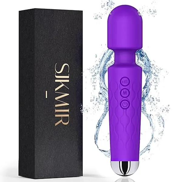Vibrator Wand, SJKMIR Vibrater Wand Vibrator with Waterproof, 20 Patterns & 8 Intensity, Wand Massager sex toy for Woman Pleasure Quiet, Dido Toy for Female (Purple) - Standard - Purple