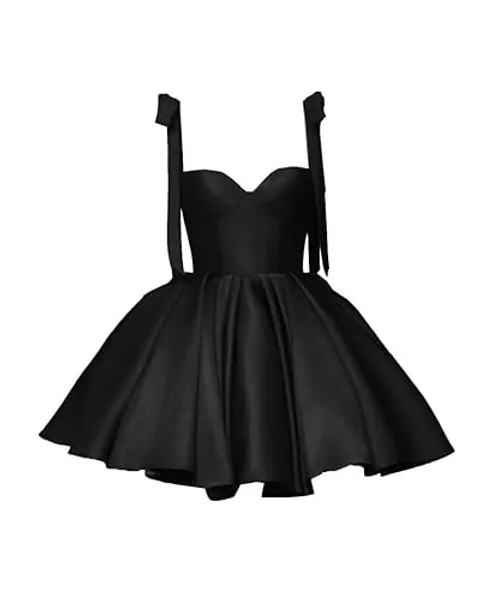 Women’s Sleeveless Satin Mini Homecoming Dresses A Line Cocktail Party Dresses V Neck Club Gowns - 8 - Black