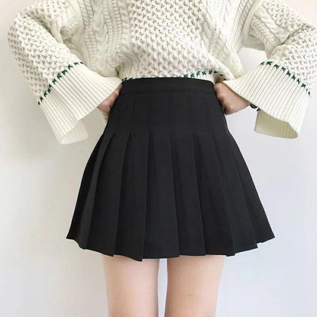 Tartan Plaid School Girl Skirt - Black / M