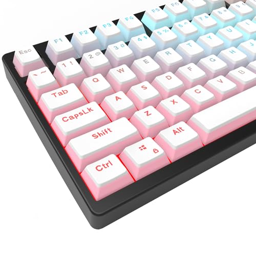 IOAOI Pudding Keycaps, PBT Keyboard Keycaps 129 Keys Set Custom Keycap Set, Shine Through Keycaps OEM Profile, Universal Compatiability for 100%, 75%, 65%, 60% MX-stem Switches Keyboards - White - White
