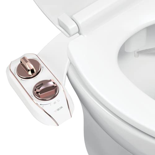LUXE Bidet NEO 185 Plus - Only Patented Bidet Attachment for Toilet Seat, Innovative Hinges to Clean, Slide-in Easy Install, Advanced 360° Self-Clean, Dual Nozzles, Feminine & Rear Wash (Rose Gold) - Rose Gold