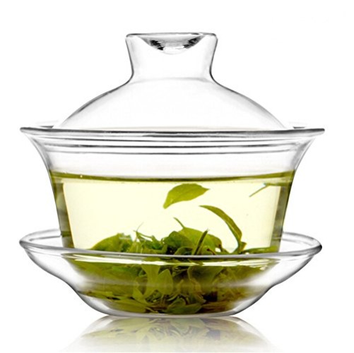 Gaiwan Tea Set, Chinese Traditional Gai Wan Cup With Lid For Infuser Oolong Tea/Puerh Tea (Glass) - Glass