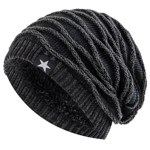 Unisex Grunge Alt Slouchy Beannie - Black / 55cm-60cm