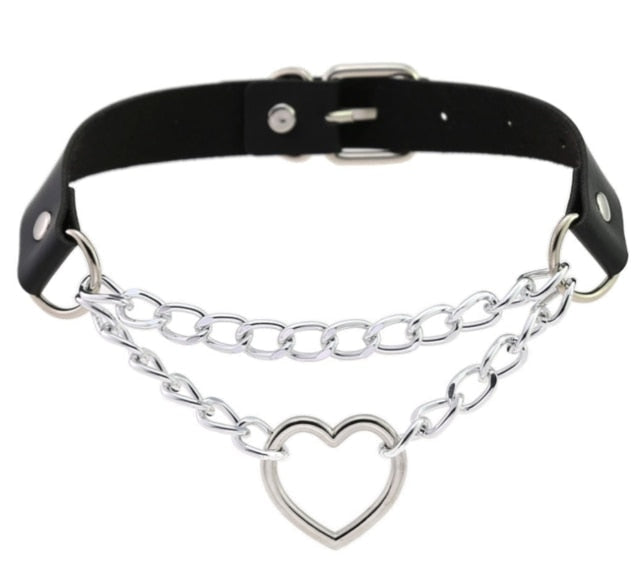 Chained Valentine Choker (15 Colors) - Black