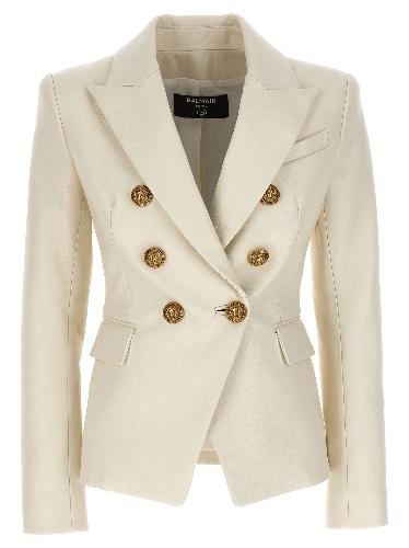 Double-Breasted Leather Blazer Blazer And Suits Beige - 36FR