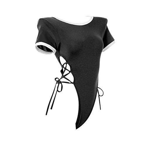 YOMORIO Womens Cute Japanese Schoolgirl Uniform Lolita Anime Cosplay Lingerie Tie-Side Jumpsuit Babydoll - Black
