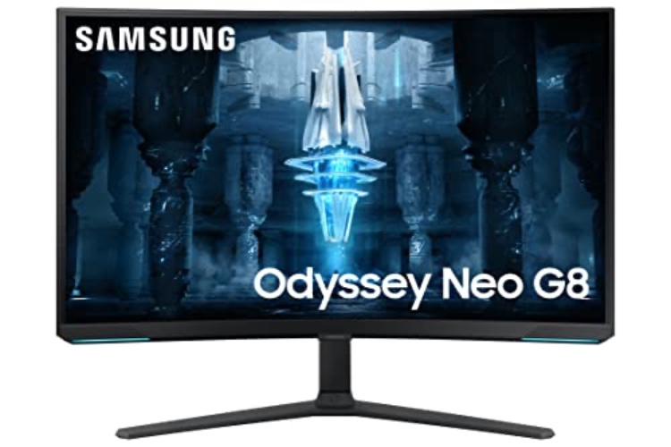 Samsung 32" Odyssey Neo G8 4K UHD 240Hz 1ms G-Sync Curved Gaming Monitor, Black & White - LS32BG852NNXGO - 32 Inch
