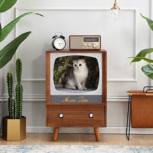 Cherry Tree Furniture MIHOS Meow Time Wooden Vintage TV-Style Cat Condo