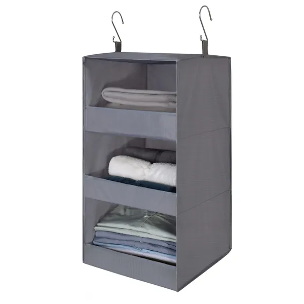 GRANNY SAYS 3-Shelf Hanging Closet Organizer, Collapsible Hanging Closet Shelves, Hanging Organizer for Closet & RV, Gray, 29.9" H X 12" W X 12" D, 1-Pack