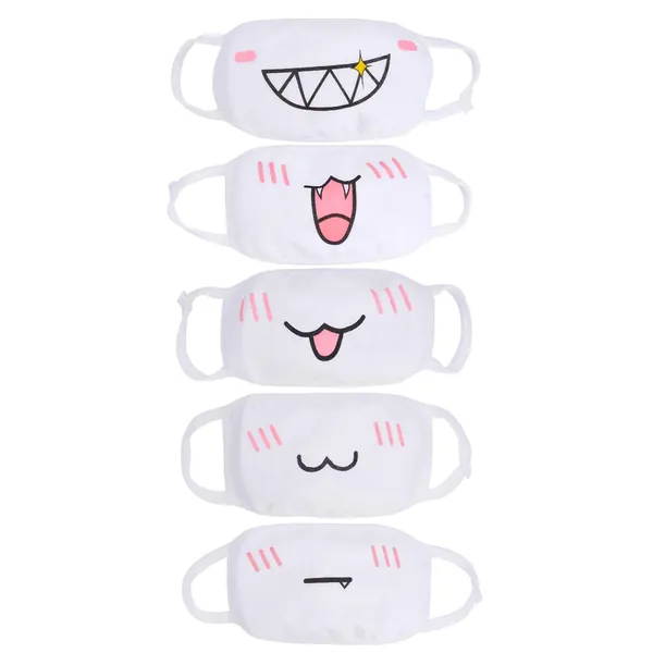 Aniwon Kawaii Mask- 5PCS Anime Face Mask Womens Cat Face Mask Reusable Cute Kaomoji Face Mask