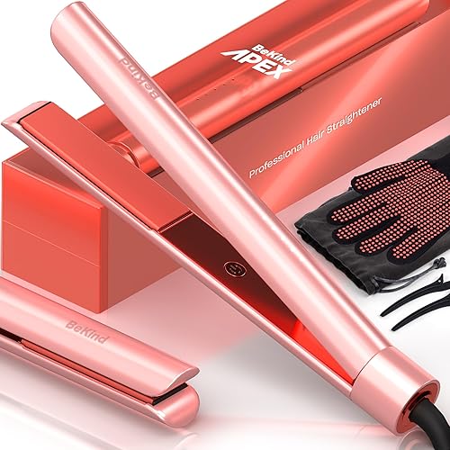Bekind Apex 2-in-1 Hair Straightener Flat Iron | 1“ 460°F Straightener and Curler for All Hairstyles | UltraSmooth Tech | 15s Fast Heating & Temp Memory | Gift Set for Girls Women (Apex Peach) - Apex Peach