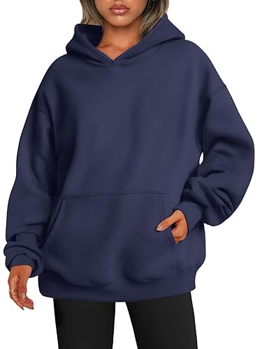 EFAN Womens Hoodies Oversized Sweatshirts Pullover Fleece Sweaters Long Sleeve Winter Fall Outfits Fashion Y2k Clothes - X-Large - Navy