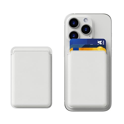 KPNEOL Magnetic Wallet for iPhone, Leather Magnetic Phone Wallet Mag Wallet RFID, Magnetic Wallet 3 Card Holder for iPhone 16/15/14/13/12 Series, White - White