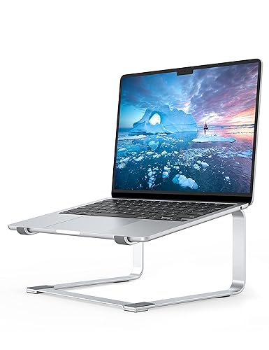 SOUNDANCE Laptop Stand for Desk, Metal Computer Riser, Heavy Stable PC Holder, Ergonomic Laptops Elevator for 12 to 17.3 Inches Notebook Computer, Silver - Silver