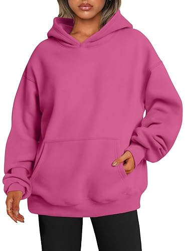 EFAN Womens Hoodies Oversized Sweatshirts Pullover Fleece Sweaters Long Sleeve Winter Fall Outfits Fashion Y2k Clothes - X-Large - Hotpink