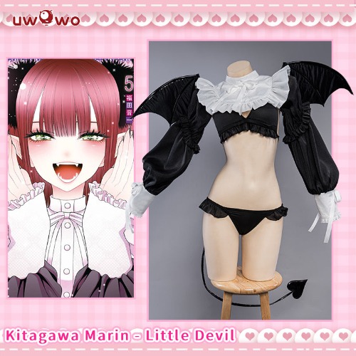 [Last Batch]【In Stock】Uwowo Anime My Dress-Up Darling Marin Kitagawa Rizu Kyun Little Devil Cute Sexy Halloween Cosplay Costume - XL
