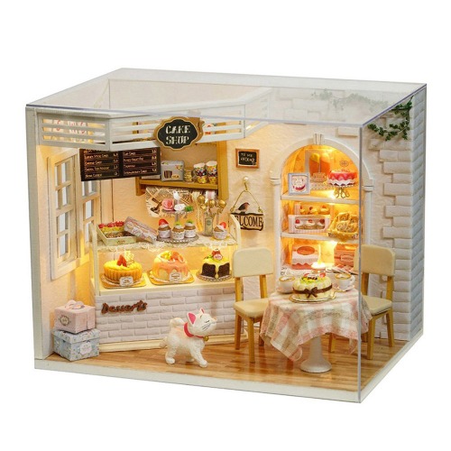 CUTEBEE Dollhouse Miniature with Furniture, DIY Dollhouse Kit Plus Dust Proof and Music Movement, 1:24 Scale Creative Room for Valentine's Day Gift Idea(Cake Diary)