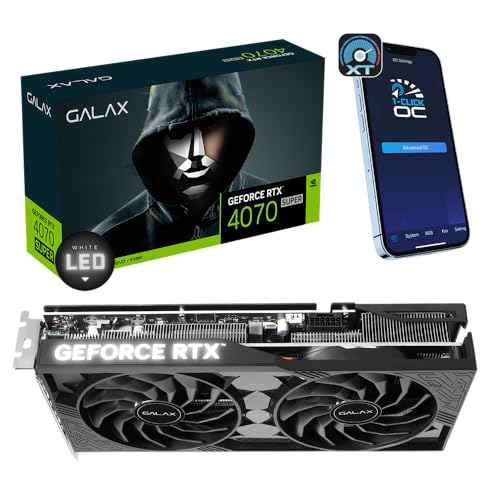 GALAX GeForce RTX™ 4070 Super 1-Click OC 2X, Xtreme Tuner App Control, 12GB, GDDR6X, 192-bit, DP*3/HDMI 2.1/DLSS 3/Gaming Graphics Card - 1-Click OC - RTX 40 Super Series - 2X