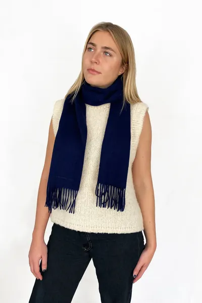 100% Organic Cashmere Scarf - Midnight Blue