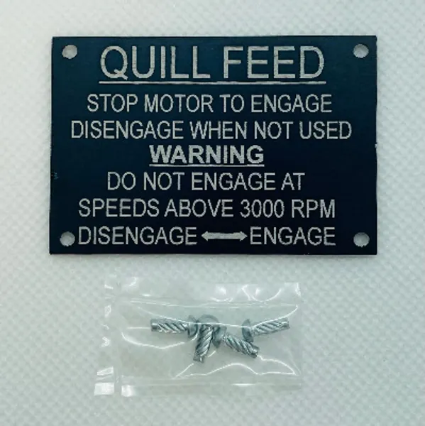 Quill Feed Name Plate