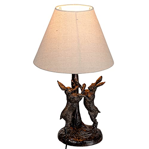 Creative Co-Op EC1464 Bunny Rabbit Linen Empire Shade, Brown and Natural Table Lamp