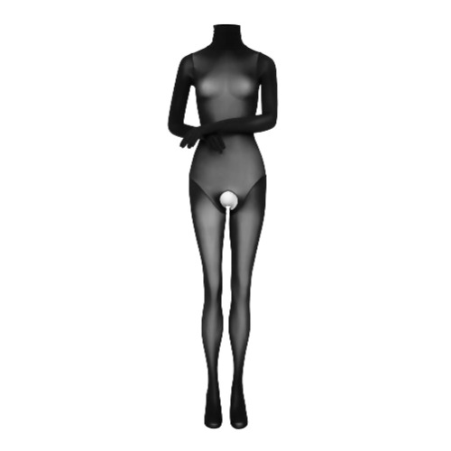 Liquiditi Sheer Ultra-Shiny Full Bodysuit | Black / One size / Crotchless