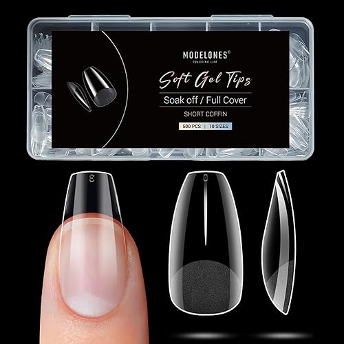 Modelones Short Coffin Nail Tips - 500Pcs Half Matte Full Cover False Nails Tips No Filed Stronger Press on Nails for Nail Extension Art DIY Salon, 10 Sizes - B2-Short Coffin-Half Matte