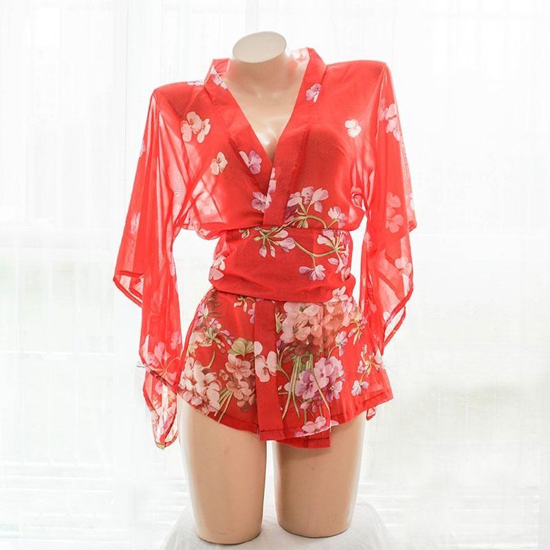 Butterfly Kimono Lingerie - Red Kimono